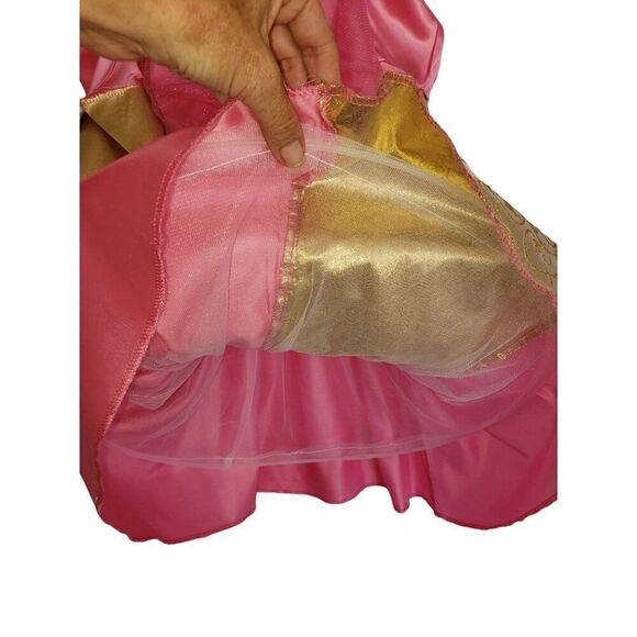 Aurora Princess Dress Costume Size S Pink Gold Satin with Gloves Cosplay 4-6 - Picture 5 of 8